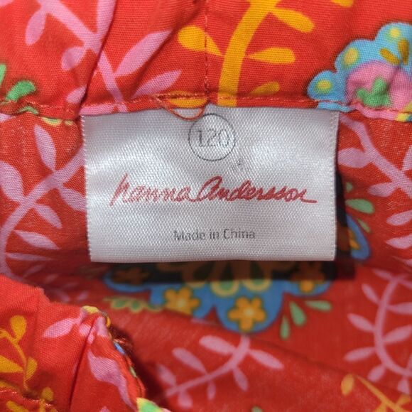 Hanna Andersson Red Pink Floral Ribbon Tie Pillow Case 100% Cotton Dress 120 6/7 - Picture 8 of 10